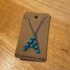 Turquoise Beaded Initial Necklace